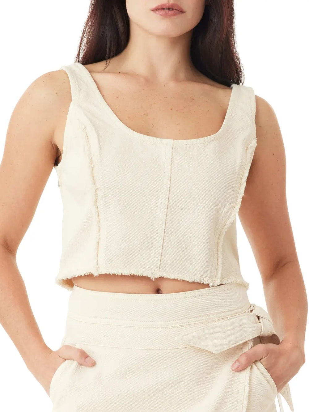 Habitual Cream Textured Wrap Skort Set - Crop Tank & Wrap Skort